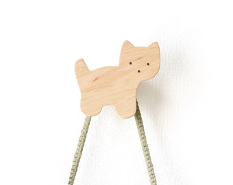 Kid Wall Hook Cat - Wooden Animal Hook -  Nursery Wall Hooks, Towel Hook, Girls Bedroom Decor