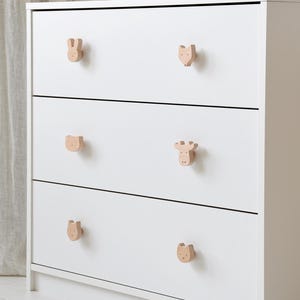 Nursery Dresser Knobs Animals - Wood Drawer Pulls for Woodland Safari Kids Room Decor
