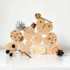 Houten stapelspeelgoed Woodland - Balansspel - Montessorispeelgoed met bosthema