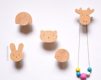 Wooden Wall Hooks for Kids Room - Animals, Girl, Boy - 1 pcs