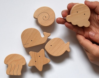 Ocean Nursery Knobs - Sea Animal Dresser Drawer Pulls for Kids Room - Whale, Octopus, Jellyfish, Star, Fish, Shell - 1pcs