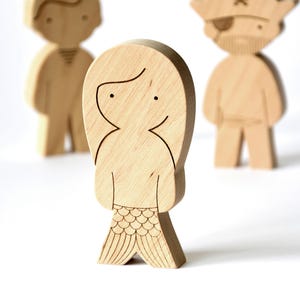 Mermaid Doll - Wooden Mermaid Figurine - Fairy Tale Character - Wood Toy Girf for Girl