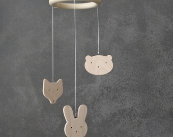 Minimalist Baby Mobile - Nursery Mobile Woodland - Scandinavian Nursery Decor - Wooden Hanging Mobile - Baby Mobile For Cot - Small