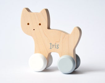 Personalized Wooden push toy - Cat
