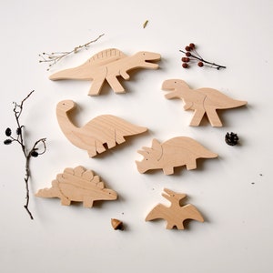 Wooden Dinosaur Toy, ANY 1 Figurine Natural, Educational, Montessori, Preschool Toy, dinosaur figurine image 1