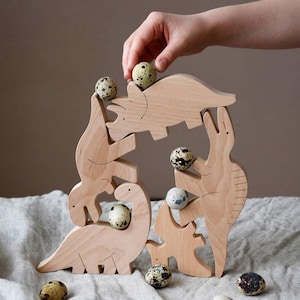 Wooden Dinosaurs - Educational Waldorf Toy - Wooden Toddler Toys - Dinosaur Figures