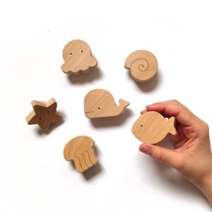 Wooden Nursery Dresser Knobs - Ocean Theme - Sea Creatures Pulls - 1 pcs