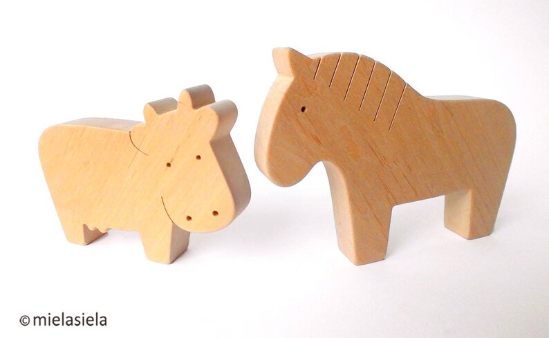 Montessori wooden toys for toddlers Wooden farm animals