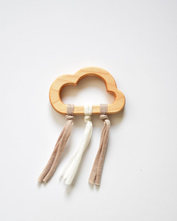 Organic Baby Teething Toy Natural Wooden Teether Cloud Etsy