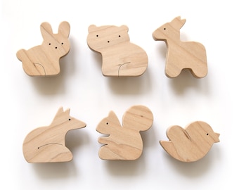 Nursery Dresser Knobs Forest Animals - Kids Drawer Pulls Woodland - 1pcs