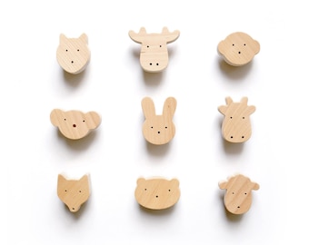 Houten dressoirknoppen Dieren, kinderkamergrepen Handgrepen voor lades en kasten: 1 st