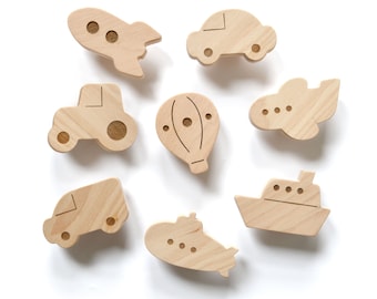 Transport Theme Drawer Knobs - Vehicle Nursery Dresser Pulls, Wooden Cabinet Handles, Boy Room Decor - 1 pcs