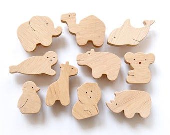 Animal Dresser Knob For Nursery - Drawer Pull For Kids Room - Wooden Kid Handle 1 pcs