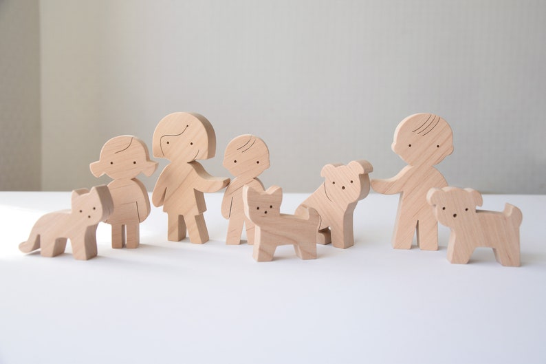 Personalized Wooden Family Figurines Etsy