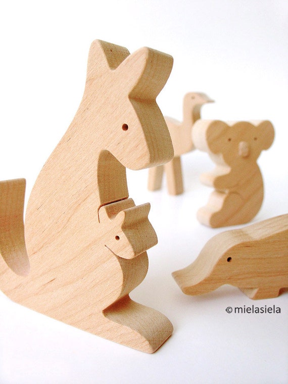 Australian Animals Natural Wooden Toys Set of 5 Etsy Australia