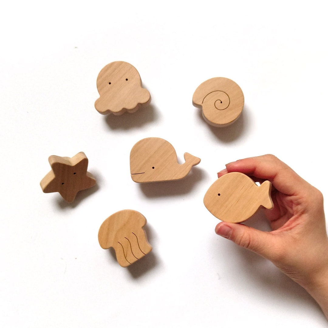Nursery Dresser Knobs Ocean Life, Wooden Drawer Pulls for Kids