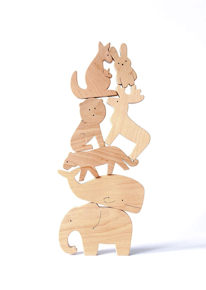 Wooden Animal Stacking Figures, Montessori Toys Zoo, Woodland, Safari, Australian, Ocean and Sea, Farm animals image 1