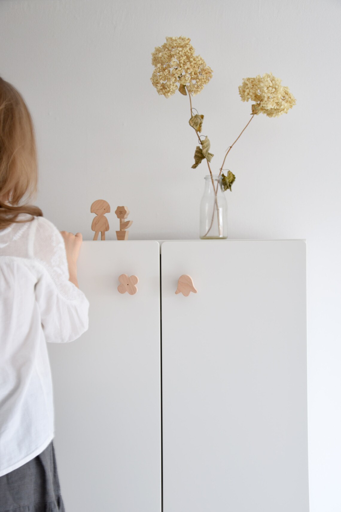 Wooden Knobs for Nursery Dresser and Floral Pulls Etsy