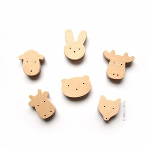 6x Wooden fridge magnets for kids Woodland and Farm Animals