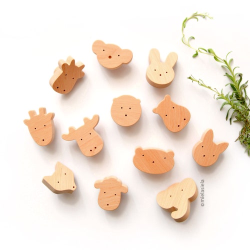 12 Pcs Wooden Animal Shaped Knobs for Nursery Drawers Etsy