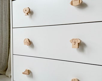 Sports Themed Wood Knobs - Nursery Dresser Drawer Pulls, 1 pcs