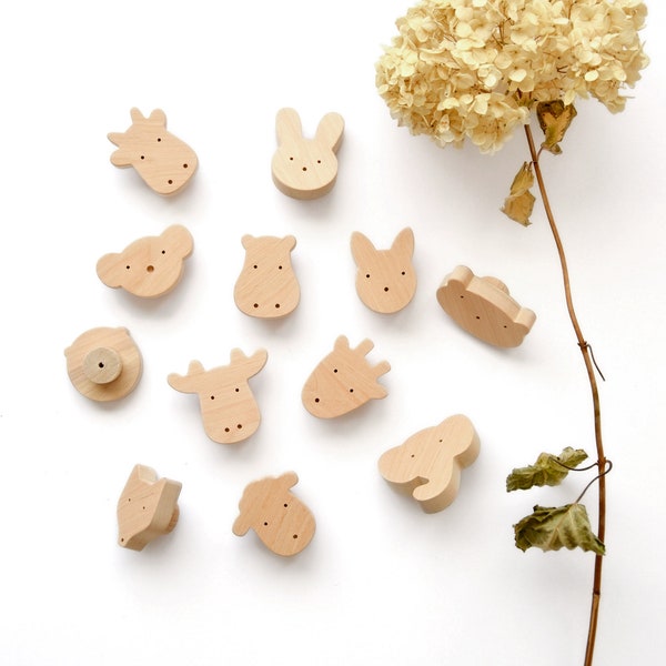 15 pcs Animal Knobs for Nursery Drawers - Wooden Kids Pulls Safari, Woodland, Australian, Farm