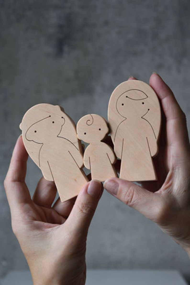 Modern, Minimalist Style Wooden Christmas Nativity Set of 7 pcs image 6