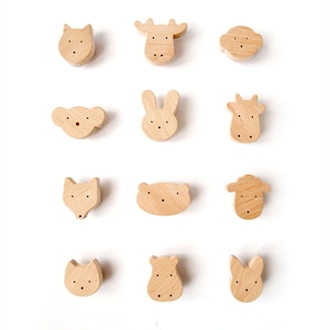 Animal Knobs for Nursery Dresser, Wooden Drawer Pulls for Kids' Furniture Woodland, Safari, Zoo  - 1 pcs