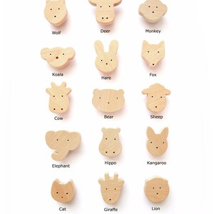 Wooden Animal Hooks for Kids