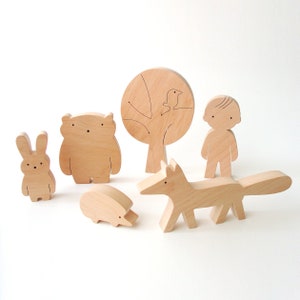 Waldorf Spielzeug Set Waldtiere aus Holz: Personalisiertes Geburtstagsgeschenk für Baby Jungen