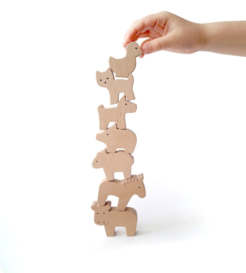 wooden stacking animals