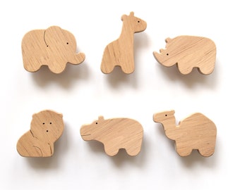 Dresser Drawer Pulls, Baby Animals, African Animals, Nursery Dresser Knobs, Cabinet Door Handles - 1pcs