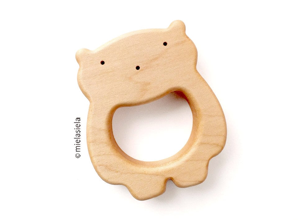 Organic Wooden Baby Teething Toy Natural Wooden Teether Teddy Bear New Baby Gift Etsy