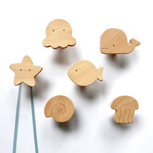 Wooden Nursery Hooks - Sea Animals