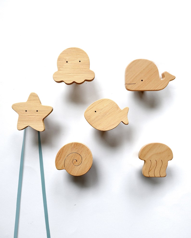 Wooden Nursery Hooks - Sea Animals