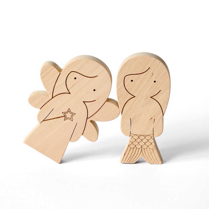 Mermaid and Fairy Figurines - Wood Toy for Girl