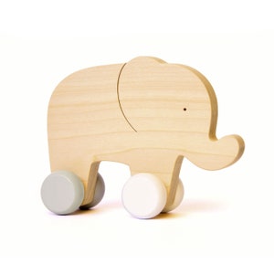 Wooden push toy Elephant - Personalized gift for toddler