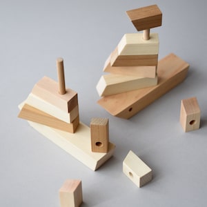 Natural Wooden Stacking Toy Sailing Boat: Personalized, Eco-Friendly Wooden Ship Stacker