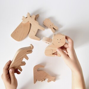 natural wooden animal figures