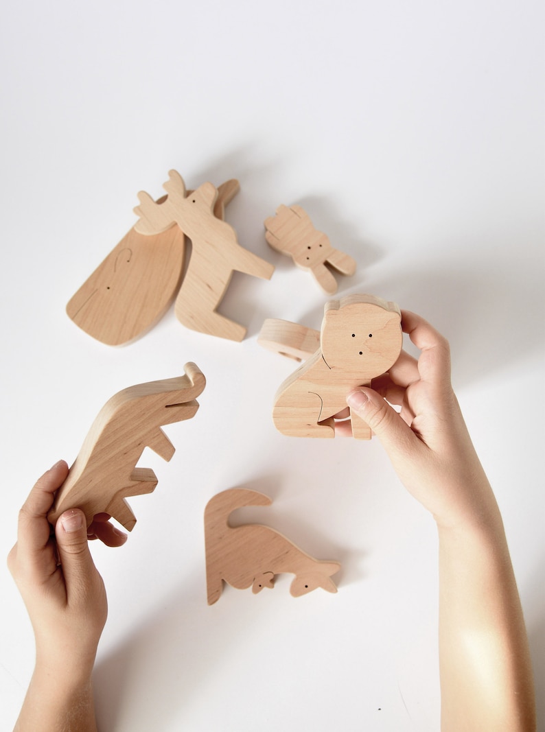 natural wooden animal figures