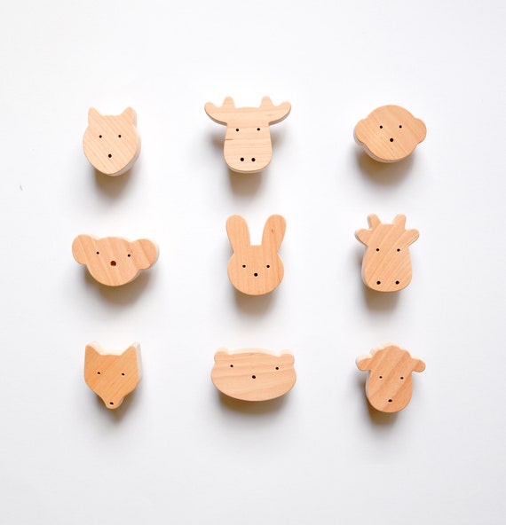 Wooden Animal Knobs for Nursery Drawers or by Etsy