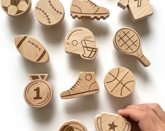 Sports Themed Wood Knobs: Nursery Dresser Drawer Pulls (1 pcs)