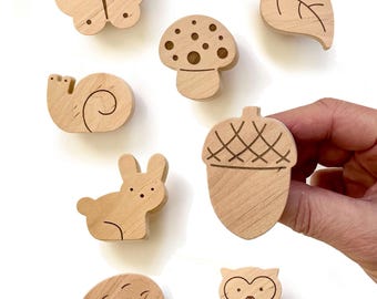 Nursery Knobs Forest | Wooden Baby Dresser Pulls Woodland With Animals