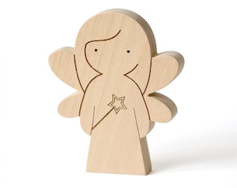 Figurine de fée en bois - Poupée de fée - Fée des dents, Fée marraine, Jouet de fée papillon