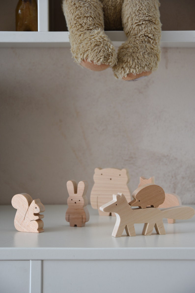 wooden forest animals