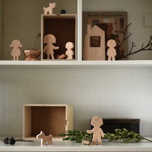 Wooden Family Figurines Family Portrait with Pets Wooden People Figures Gift for Family image 9