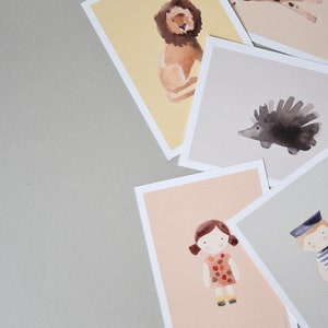 2 cartes de voeux pour enfants Mini impressions, décoration murale pour chambre d'enfant animaux, petite fille et garçon A6, A5 image 4