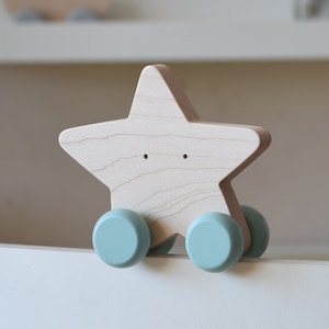 Natuurlijk houten duwspeelgoed voor peuters - speelgoed met wielen - STAR