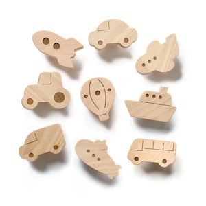 Transport Theme Drawer Knobs - Vehicle Nursery Dresser Pulls, Wooden Cabinet Handles, Boy Room Decor - 1 pcs