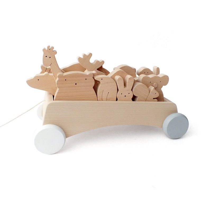 Wooden Pullalong Wagon Personalized Toy Pullalong Cart on Etsy New Zealand